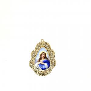 Pendente in argento con figura sacra dipinta a mano su porcellana